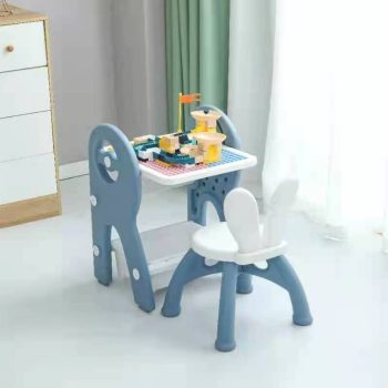 Mama Kiddies Funny vícefunkční hrací stůl modrý se sadou hraček a fixy jako dárek 