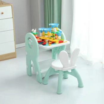 Mama Kiddies Funny vícefunkční hrací stůl zelený se sadou hraček a fixy jako dárek 