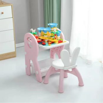Mama Kiddies Funny vícefunkční hrací stůl růžový se sadou hraček a fixy jako dárek 