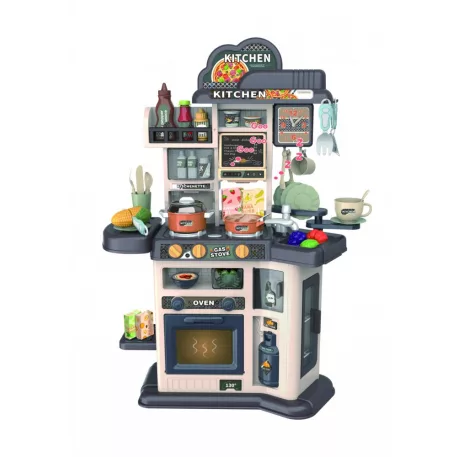 Mama Kiddies® Happy Kitchen 46 dílná dětská kuchyňská souprava v šedé barvě