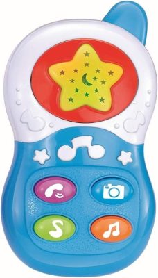 Baby Mix hudobný telefón v modrej farbe