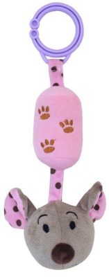 Baby Mix zvonová plyšová hračka ružová myška
