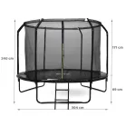 SkyFlyer profesionální trampolína 304 cm s vnitřní ochrannou sítí – černá + žebřík ZDARMA