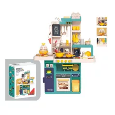   Mama Kiddies 77dílná dětská kuchyňská souprava Spray Kitchen s výškou 93 cm v tyrkysové barvě