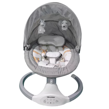 Mama Kiddies® prémiová 2v1 elektrická houpačka a lehátko s dálkovým ovládáním v šedé barvě + dárky