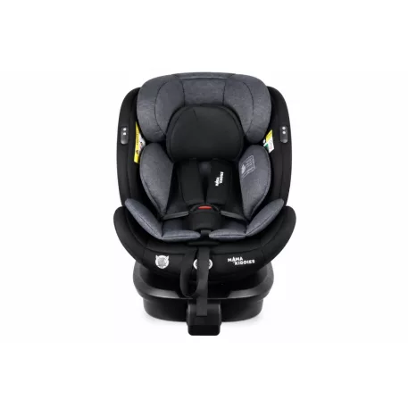 ISOFIX autosedačka Mama Kiddies® Turbo Wings otočná o 360° (40–150 cm) s opěrnou nohou v tmavě šedé barvě + dárek – opěrka páteře a sluneční stříška