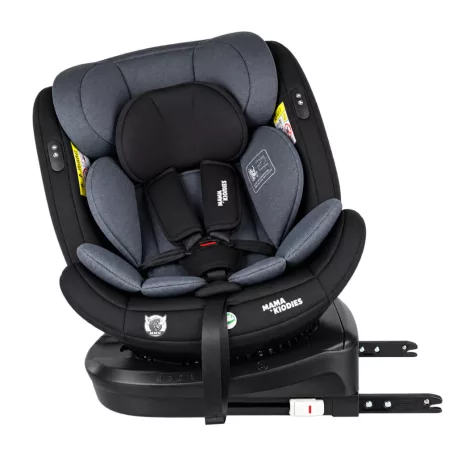 ISOFIX autosedačka Mama Kiddies® Turbo Wings otočná o 360° (40–150 cm) v tmavě šedé barvě + dárek – sluneční clona, opěrka zad