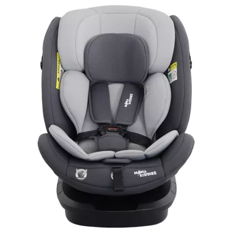 ISOFIX autosedačka Mama Kiddies® Turbo Wings otočná o 360° (40–150 cm) v šedé barvě + dárek – sluneční clona, opěrka zad