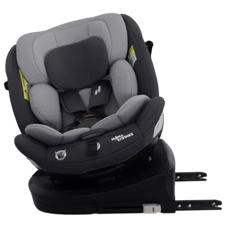 ISOFIX autosedačka Mama Kiddies® Turbo Wings otočná o 360° (40–150 cm) v šedé barvě + dárek – sluneční clona, opěrka zad