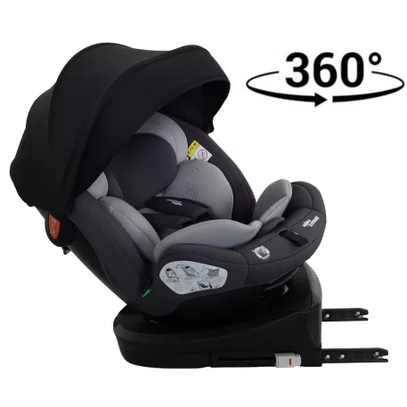 ISOFIX autosedačka Mama Kiddies® Turbo Wings otočná o 360° (40–150 cm) v šedé barvě + dárek – sluneční clona, opěrka zad
