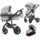 Mama Kiddies® 4v1 Evening Star Black Edition multifunkční kočárek s příslušenstvím v šedé barvě, se základnou ISOFIX + dárek