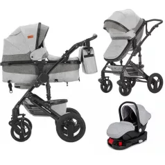   Mama Kiddies® 4v1 Evening Star Black Edition multifunkční kočárek s příslušenstvím v šedé barvě, se základnou ISOFIX + dárek