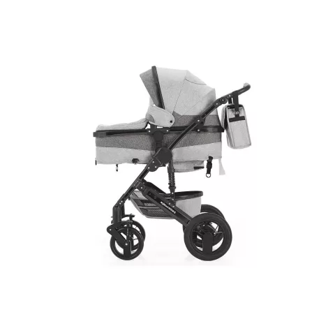 Kočárek Mama Kiddies Evening Star Black Edition v šedé barvě s přebalovací taškou.