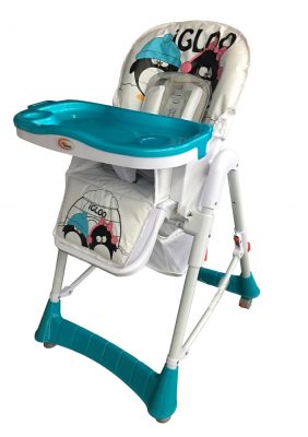 Detská multifunkčná jedálenská stolička Mama Kiddies ProComfort, farba modrá s tučniakom + Darček