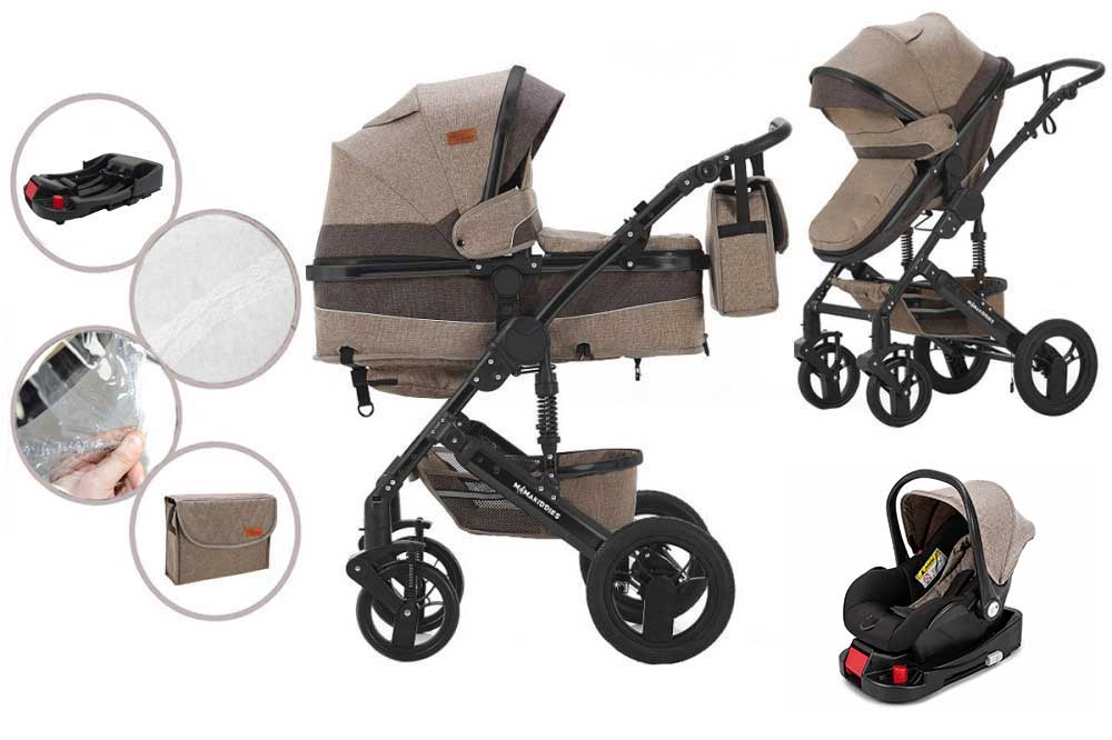 Mama Kiddies® Evening Star Black Edition 4 v 1 multifunkční kočárek se základnou ISOFIX
